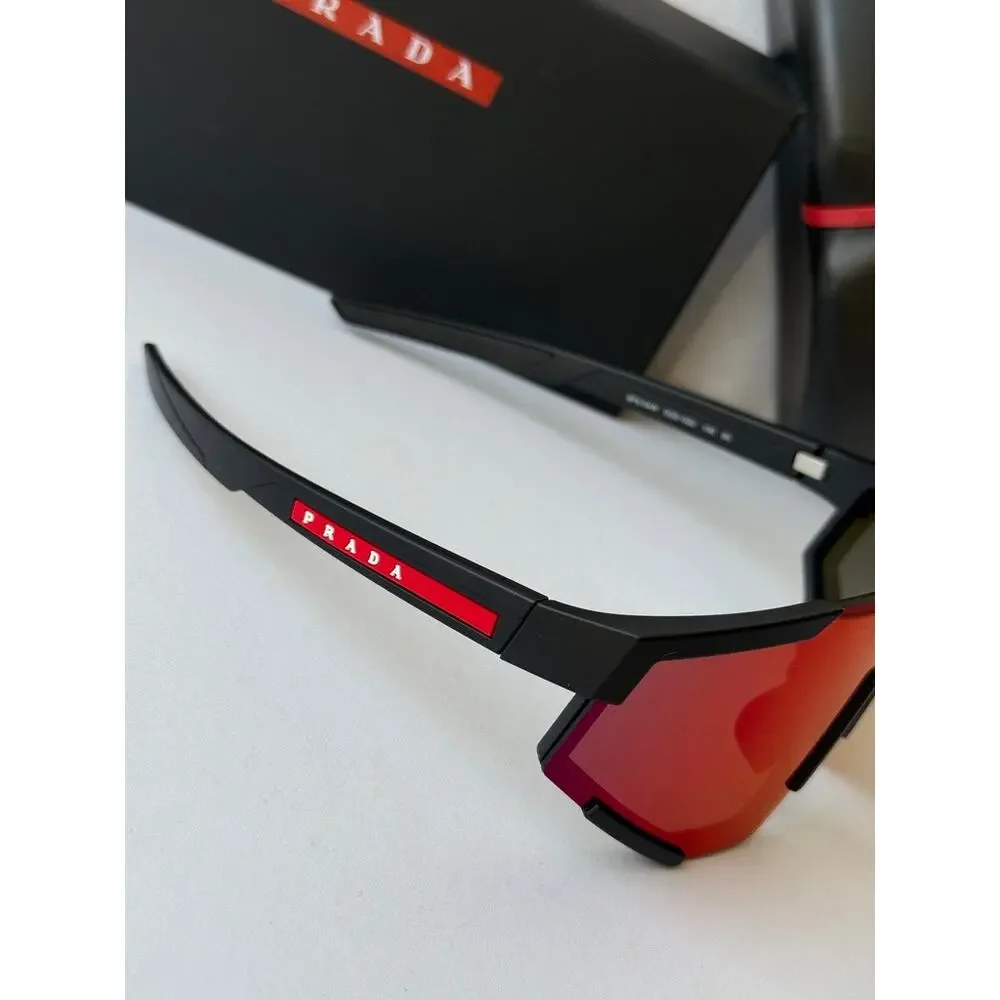 NEW Prada Sport PS04WS Sunglasses in Black Red Mirror $480